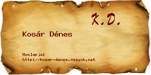 Kosár Dénes névjegykártya